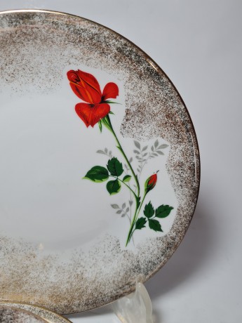 Winterling Bavaria Чайное трио "Алая роза", Германия, 1960-70гг.