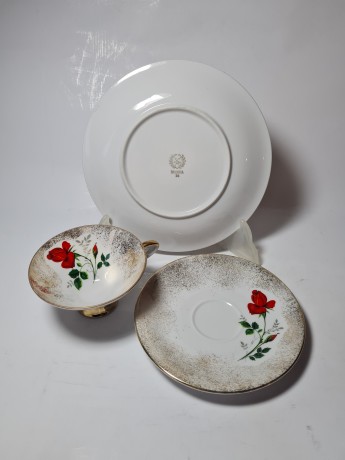 Winterling Bavaria Чайное трио "Алая роза", Германия, 1960-70гг.