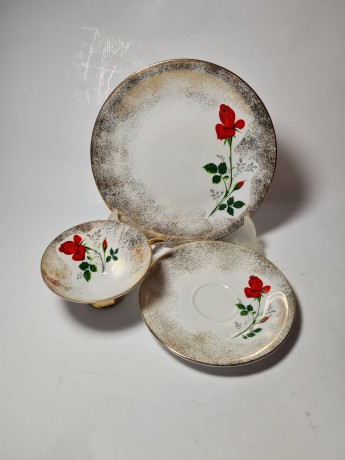 Winterling Bavaria Чайное трио "Алая роза", Германия, 1960-70гг.