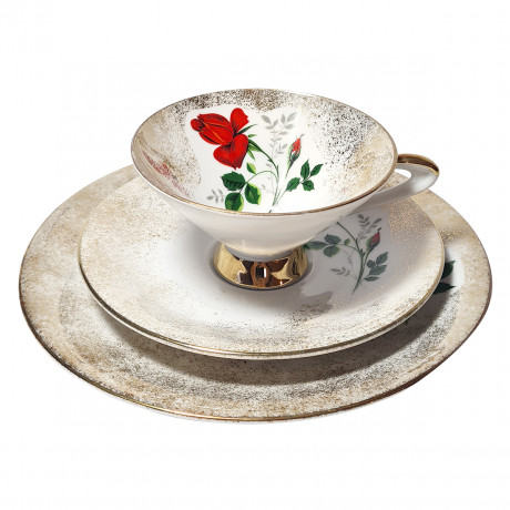 Winterling Bavaria Чайное трио "Алая роза", Германия, 1960-70гг.