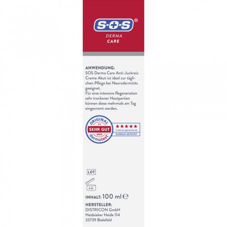 SOS Derma Care Anti-Juckreiz Akut Intensivcreme, 100 ml, SOS Derma Care Крем против зуда при нейродермите, интенсивная регенерация сухой кожи, 100 мл