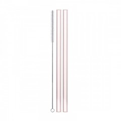 Eisch Eisch Gentleman Trinkhalm Glas Rose Set 2-tlg. mit Reinigungsburste - im Geschenkkarton l: 20 cm / d: 9 mm Eisch Gentleman Стеклянные соломинки для питья розовые, набор из 2 предм. с щеточкой для чистки - в подарочной упаковке д: 20 см / д: 9 мм