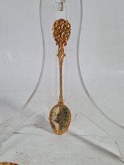 Позолоченные ложки с декором винтажный "Прага", 2 шт х 13 см, Чехия, 1960-70гг.