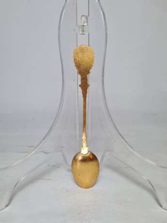 Позолоченные ложки с декором винтажный "Прага", 2 шт х 13 см, Чехия, 1960-70гг.