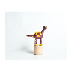 Holzspielzeug Wackelfigur Dinosaurier lila Деревянная игрушка кивает фиолетовый динозавр