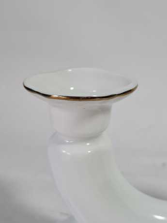 Подсвечник винтажный Kalocsa, белый фарфор с ярким цветочным декором, на две свечи, 15 x 11 см, Венгрия, 1960-70гг.