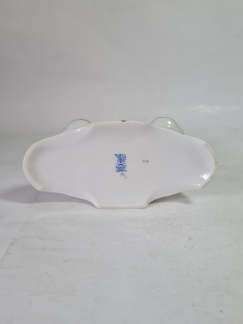 Подсвечник винтажный Kalocsa, белый фарфор с ярким цветочным декором, на две свечи, 15 x 11 см, Венгрия, 1960-70гг.