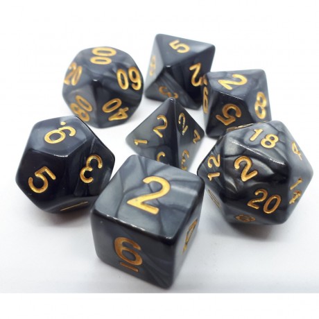 dice4friends 7-tlg. RPG Wurfelset: Pearl Black 7 шт. Набор игральных костей RPG: жемчужно-черный