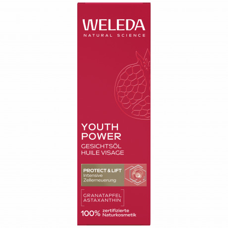 WELEDA Youth Power Gesichtsoel Granatapfel, 30 ml, Антивозрастное масло для лица Youth Power с гранатом, астаксантином и семью органическими маслами, 30 мл
