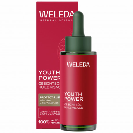 WELEDA Youth Power Gesichtsoel Granatapfel, 30 ml, Антивозрастное масло для лица Youth Power с гранатом, астаксантином и семью органическими маслами, 30 мл