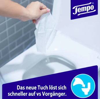 Tempo Feuchtes Toilettenpapier Sanft & Sensitiv Komfortbeutel, 40 St, Темпо Влажная туалетная бумага для нежной и чувствительной кожи, 40 шт.