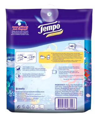 Tempo Feuchtes Toilettenpapier Sanft & Sensitiv Komfortbeutel, 40 St, Темпо Влажная туалетная бумага для нежной и чувствительной кожи, 40 шт.