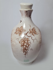 Ulmer Keramik Винтажный керамический кувшин с пробкой для вина в коричнево-белых тонах &quot;Сбор урожая винограда&quot;, 21см x 12см, Германия, 1960-70гг.