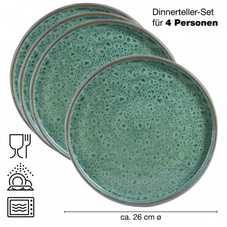 Moritz & Moritz Moritz & Moritz Speiseteller 4-tlg. REACTIV grun Обеденные тарелки Moritz &amp; Moritz 4 шт. РЕАКТИВНЫЙ