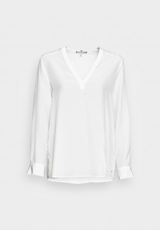 Tommy Hilfiger SOLID V NECK BLOUSE Blouse ecru БЛУЗКА С V-ОБРАЗНЫМ ВЫРЕЗОМ Блузка экрю