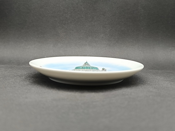 Тарелка декоративная винтажная "Церковь Санта-Мария-делла-Салюте (Венеция)", сувенирная, фарфор, 13.5 см, Италия, 1980-90гг.