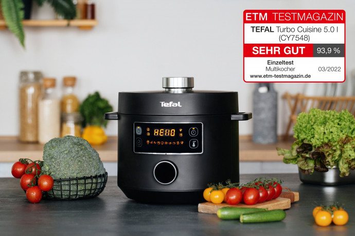 Tefal Tefal Multikocher CY7548 Turbo Cuisine, 1090 W, 5 l Schussel, elektrischer Schnellkochtopf, 10 automatische Programme, vielseitig  Мультиварка Tefal CY7548 Turbo Cuisine, 1090 Вт, чаша 5 литров, электрическая скороварка, 10 автоматических программ, 