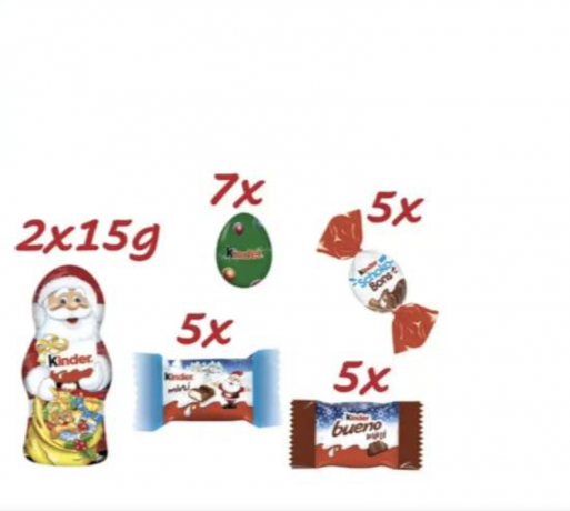  Ferrero Kinder Mix 2025 Adventskalender, Киндер адвент-календарь, 24 сладких сюрприза, 151 грамм