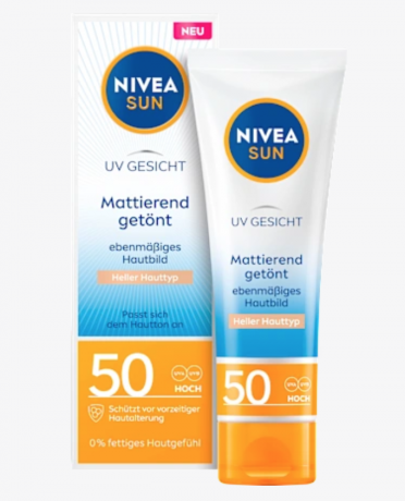 NIVEA SUN Sonnenfluid Gesicht mattierend & hell getönt LSF 50, 50 ml, Матирующий и слегка тонирующий солнцезащитный флюид для лица SPF 50, 50 мл