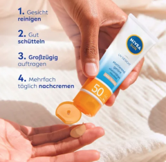 NIVEA SUN Sonnenfluid Gesicht mattierend & hell getönt LSF 50, 50 ml, Матирующий и слегка тонирующий солнцезащитный флюид для лица SPF 50, 50 мл
