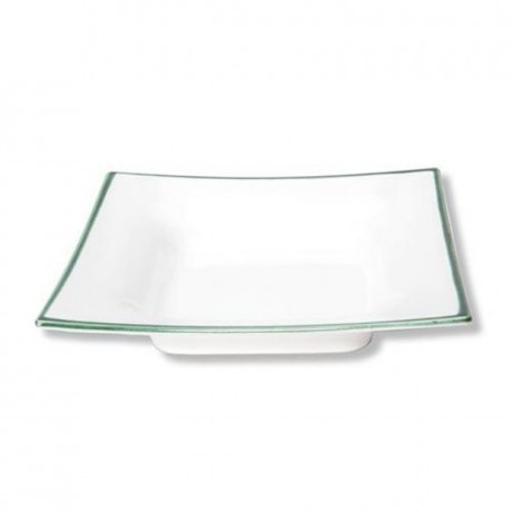Gmundner Keramik Gmundner Keramik Gruner Rand Suppenteller eckig Trend 20x20 cm Суповая тарелка Gmundner керамическая с зеленым краем, квадратная Trend 20x20 см