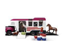 Schleich Horse Club 42705  Lakeside Truck mit Anhanger, Игровой набор "Путешествие к озеру", внедорожник с прицепом и лошадьми, фигурки, аксессуары, более 20 элементов, от 5 лет, Германия