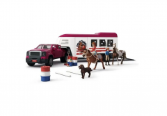 Schleich Horse Club 42705  Lakeside Truck mit Anhanger, Игровой набор "Путешествие к озеру", внедорожник с прицепом и лошадьми, фигурки, аксессуары, более 20 элементов, от 5 лет, Германия