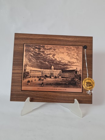 Aitzkunst Гравюра-офорт "Дворцовая площадь в г. Карлсруэ, 1840г.", 22смx25.5см, Германия, 1960-70гг.