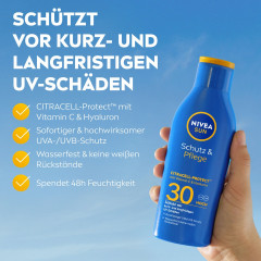 NIVEA SUN Schutz &amp; Pflege Sonnenlotion LSF 30, 200 ml, Нивеа Солнцезащитный лосьон SPF 30, CitraCell Protect, витамин C и гиалурон, водостойкий, 200 мл
