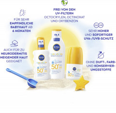 NIVEA SUN Babies &amp; Kids Sensitiv Sonnenroller LSF 50+, 50 ml, Нивеа Детский солнцезащитный ролик, SPF 50+, для чувствительной кожи, удобное нанесение, 50 мл