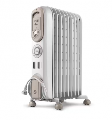 DeLonghi Vento, Масляный радиатор  1800 Вт, 9 секций, 3 режима, механическое управление, комнатный термостат, защитный термостат, эффект дымохода