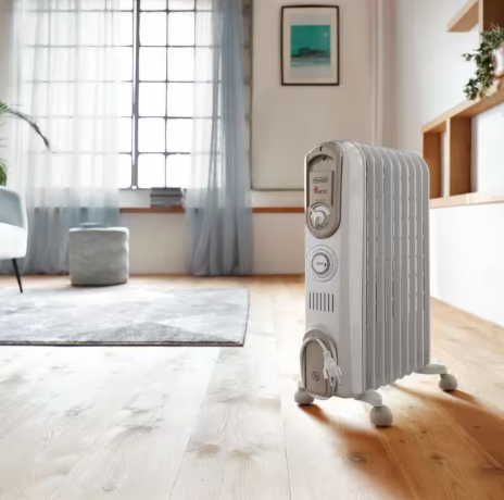 DeLonghi Vento, Масляный радиатор  1800 Вт, 9 секций, 3 режима, механическое управление, комнатный термостат, защитный термостат, эффект дымохода