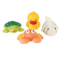 bieco Badespielzeug Baby 4er Set Tiere Wasserspielzeug Badewannenspielzeug Badeente Badespielzeug Игрушки для ванной