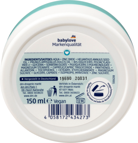 babylove Wundschutzcreme ultra sensitive, 150 ml Средство против раздражения кожи ребёнка крем, 150 мл