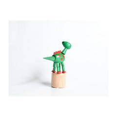 Holzspielzeug Wackelfigur Dinosaurier grun Деревянная игрушка кивает зеленый динозавр