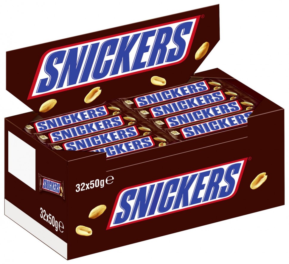 Купить Snickers (Сникерс) Шоколадные батончики 32 шт. x 50 г в  интернет-магазине Diskontshop.eu Германия всего за 3 112 руб. в