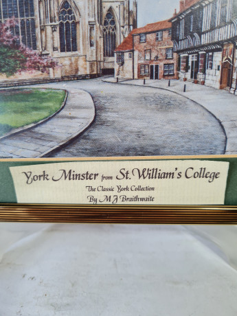 Картина винтажная "Йоркский собор из колледжа Св. Уилламса" М.Дж. Брейтуэйт, 24,5 x 18,5 см, Германия, 1960-70гг.
