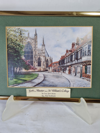 Картина винтажная "Йоркский собор из колледжа Св. Уилламса" М.Дж. Брейтуэйт, 24,5 x 18,5 см, Германия, 1960-70гг.