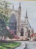 Картина винтажная "Йоркский собор из колледжа Св. Уилламса" М.Дж. Брейтуэйт, 24,5 x 18,5 см, Германия, 1960-70гг.