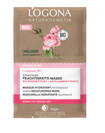 Logona Straffende Feuchtigkeits-Maske Bio-Rosenextrat & Bio-Apfelsamenextrakt Укрепляющая увлажняющая маска Logona с органическим экстрактом розы  8мл