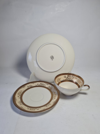 Чайное трио винтажное Mitterteich Bavaria / коллекция Tokio в светло-желтых тонах с золотым декором, фарфор, Германия, 1970-80гг.