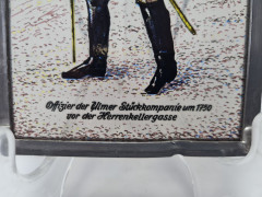 Винтажный витраж "Офицер, 1750 год", стекло, 15,5 см x 9,5 см, Германия, 1960-70гг.