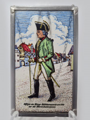 Винтажный витраж "Офицер, 1750 год", стекло, 15,5 см x 9,5 см, Германия, 1960-70гг.
