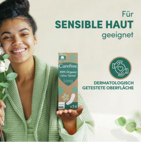 Carefree  Slipeinlagen Organic Cotton Long 24 St, Карефри Ежедневные прокладки из органического хлопка Long 24шт, 25 упаковок (600 штук)