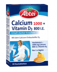 Abtei Calcium 1000 + D3 Osteo Vital Жевательные таблетки с кальцием и витамином D3, 30 шт