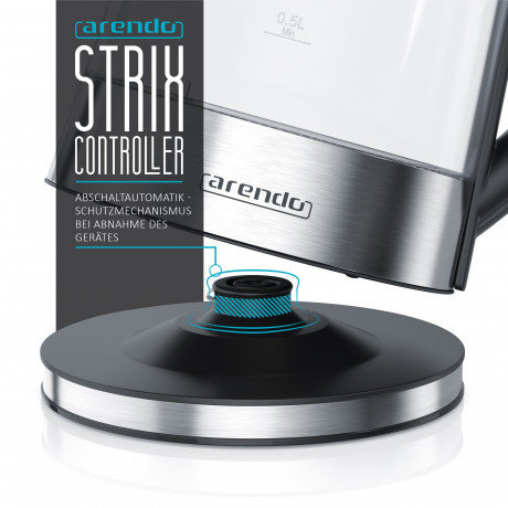 Arendo Arendo Wasserkocher, 1,7 l, 2200 W, Edelstahl  Glas mit Teesieb, Teekocher, Temperaturwahl 40° C 100° C  Чайник Arendo, 1,7 л, 2200 Вт, стакан из нержавеющей стали с ситечком для чая, чайник, выбор температуры 40°С 100°С