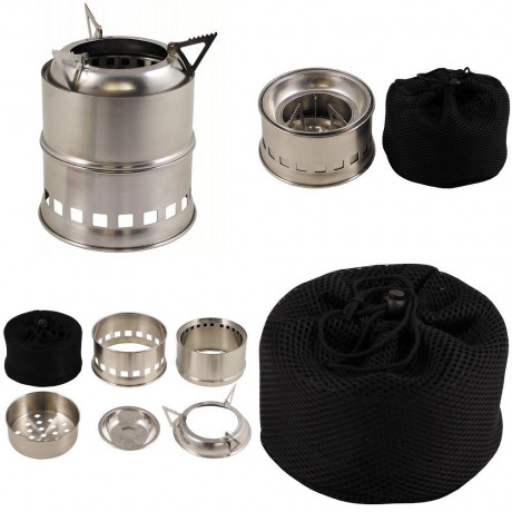 FoxOutdoor FoxOutdoor Gaskocher Outdoor-Ofen, "Forest", Edelstahl, (Set, 6-St., mit Transportbeutel), geeignet fur Festbrennstoffe  Газовая плита FoxOutdoor, уличная печь, &quot;Лес&quot;, нержавеющая сталь, (набор, 6 шт, с сумкой для транспортировки), по