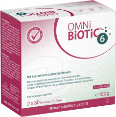 OMNI-BIOTIC 6 120g, Пробиотик для кишечника и микрофлоры, от вздутия и дискомфорта, 6 штаммов бактерий, 1 млрд КОЕ в порции, без лактозы и глютена 120г (60 порций)