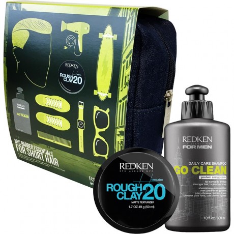 Redken (Редкен) Haircare NYC Barber Essnetials Kit for Short Hair, Go CLEAN Shampoo Шампунь 300 мл + Rough Clay 20 50 мл / 1 шт.