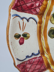 Тарелка винтажная декоративная с ярким цветочным рисунком, керамика, ручная работа, 27 x 4 см, Германия, 1960-70гг.